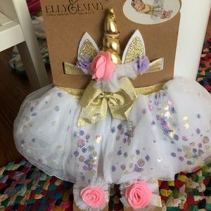 3 piece newborn Unicorn tutu set for photograph.